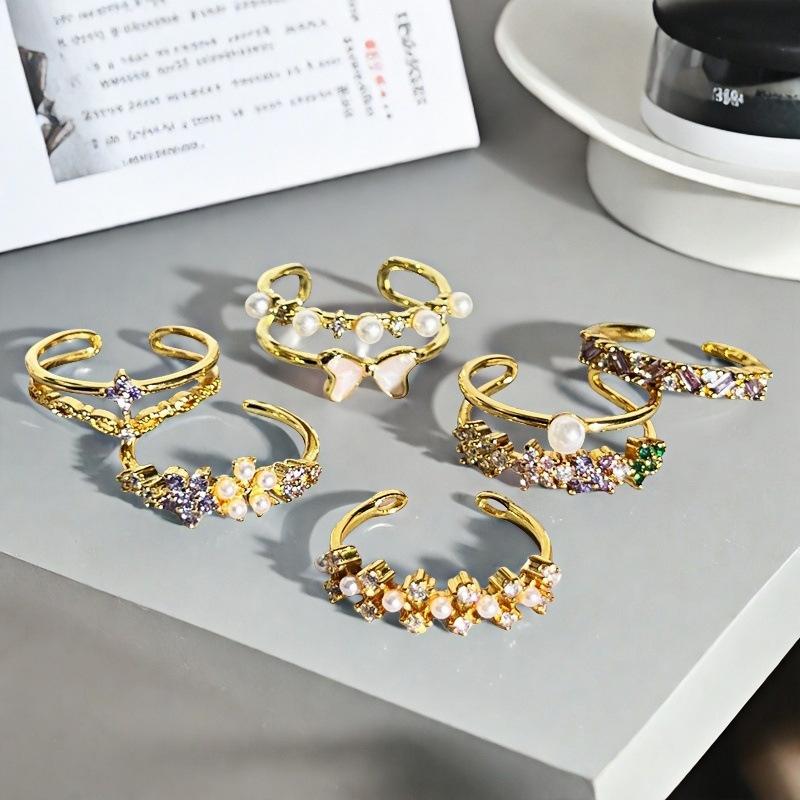 Niche Design Unique Flower Bow Student Party Opening Ring Fashion Light Luxury High Sense Ring Women