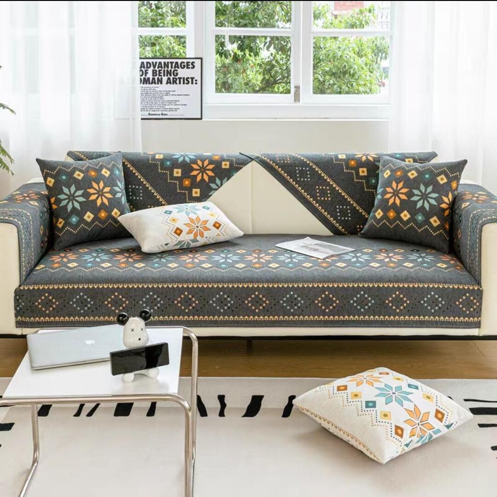 Printed Sofa Cover Four Seasons Universal Chenille Non-Slip Backrest Cover Living Room Sofa Cushion Towel Home Decoration Cover