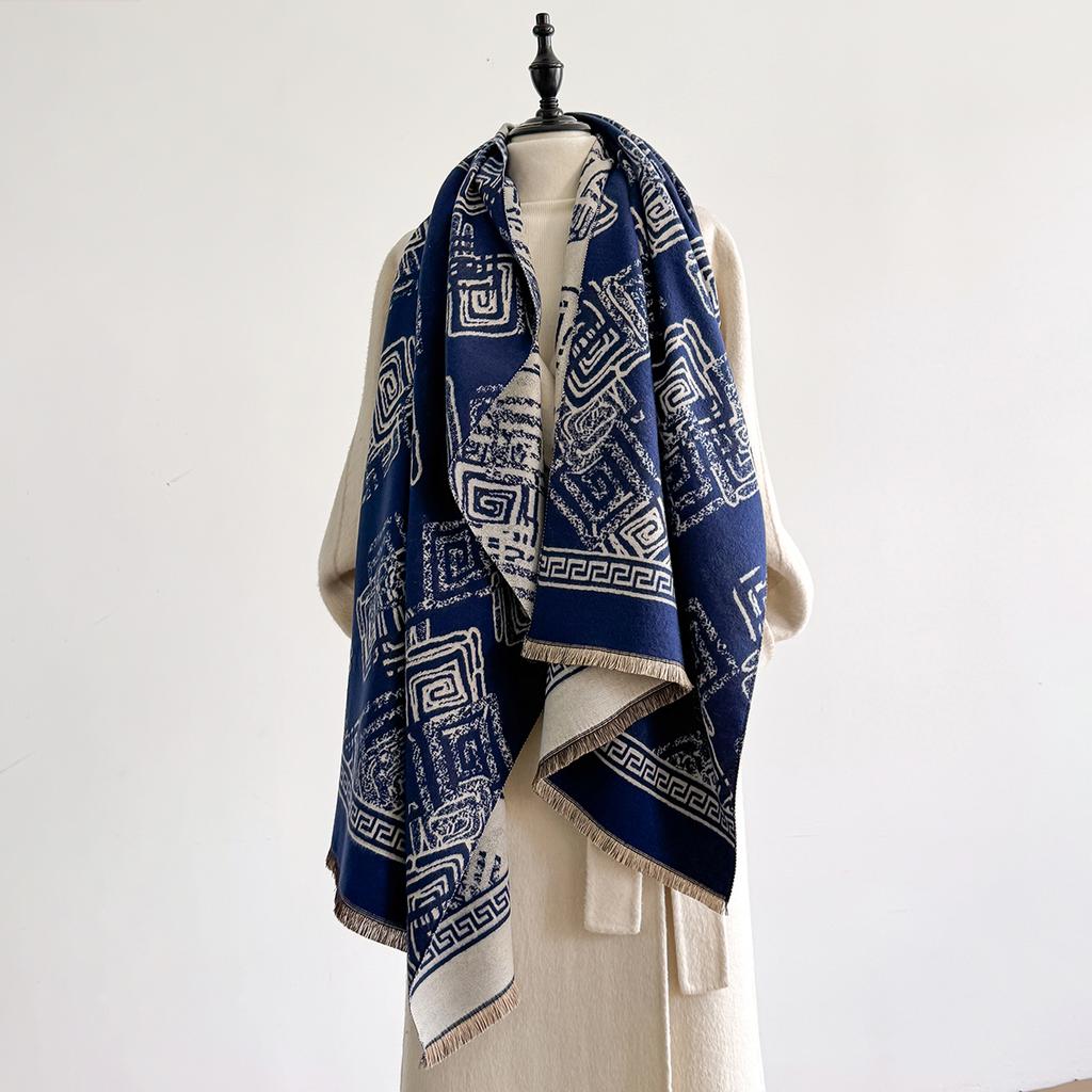 Winter Women's Fashion Warm Poncho Imitation Cashmere Thick Shawl Wrap Female Pashmina Blanket Bufanda Echarpe Scraf