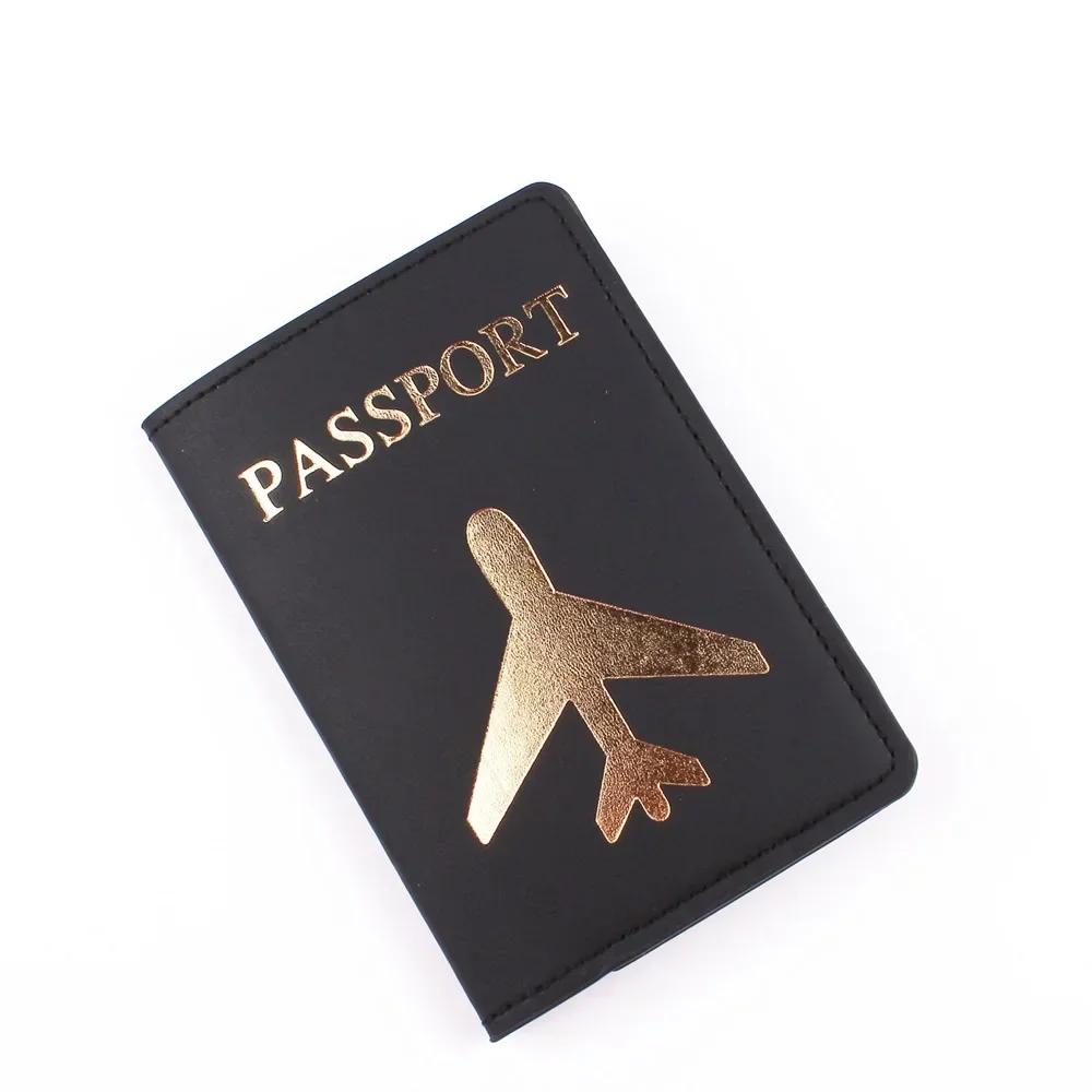 Pu Leather Passport Cover Simple Letter Plane Pattern Men Women Travel Wedding Passport Covers Holder Fashion Wedding Gift
