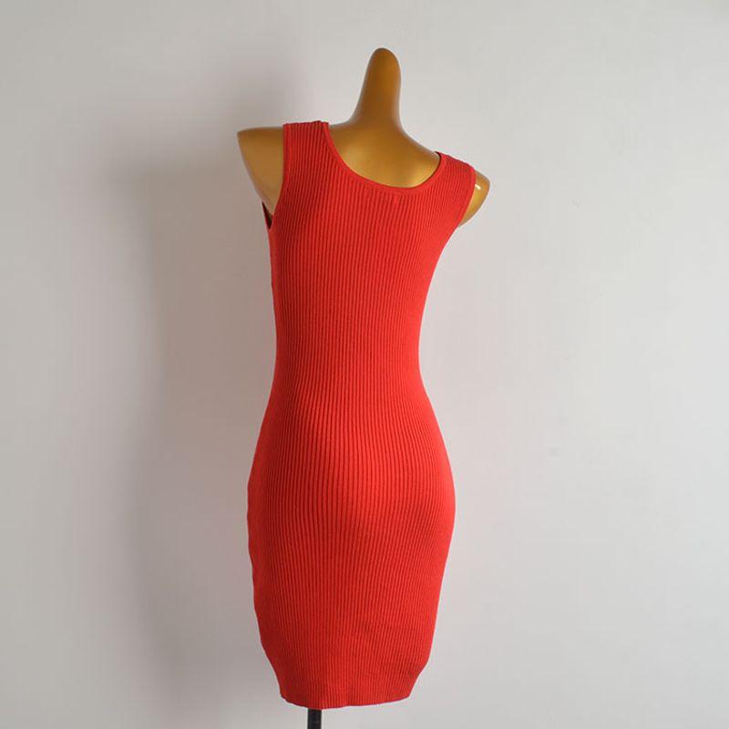 French Style New Arrival Pure Color Sleeveless Knitted Vest Skirt Women's Clothing Silm Slim Looking Mid Length Long Length Hip Bag Dress