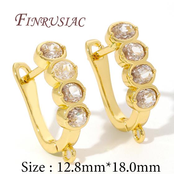 18K Real Gold Plated Crystal Zirconia Earring Hooks Clasps,Shvenzy Earwires,Fasteners For Earrings,DIY Earring Accessories