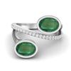 925 Sterling Silver 2.5 Cts Oval Shape Emerald Dual Stone Boho Wedding Women Ring