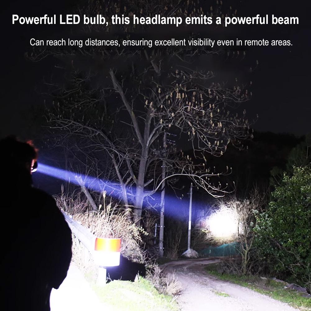 Ultra-Bright Motion Sensor Headlamp - High-Endurance USB Rechargeable LED Headlight for Outdoor Camping and Night Fishing