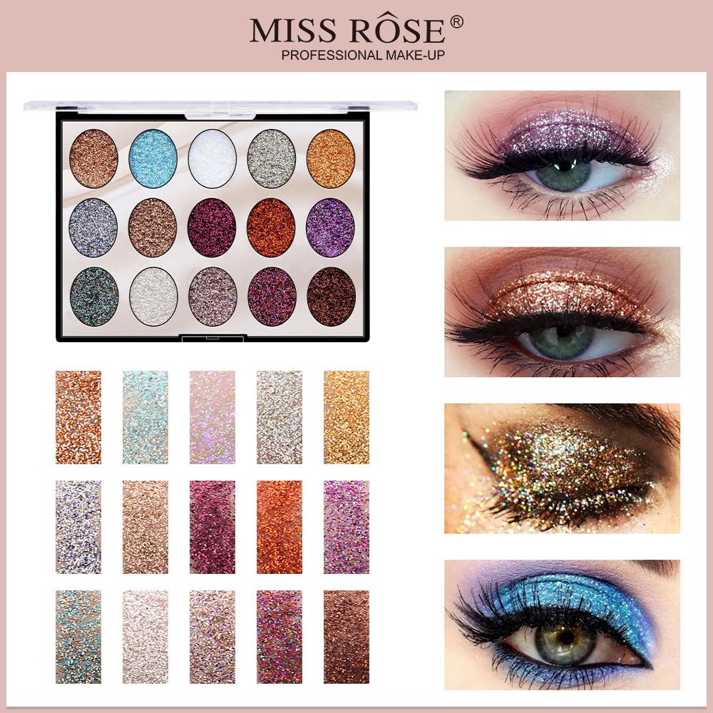 

MISS ROSE Midnight Queen 15 цветов с маленькими блестками Jin Cong Палитра теней для век Сценический макияж Высокий блеск Тонкий блеск Макияж Тени для век