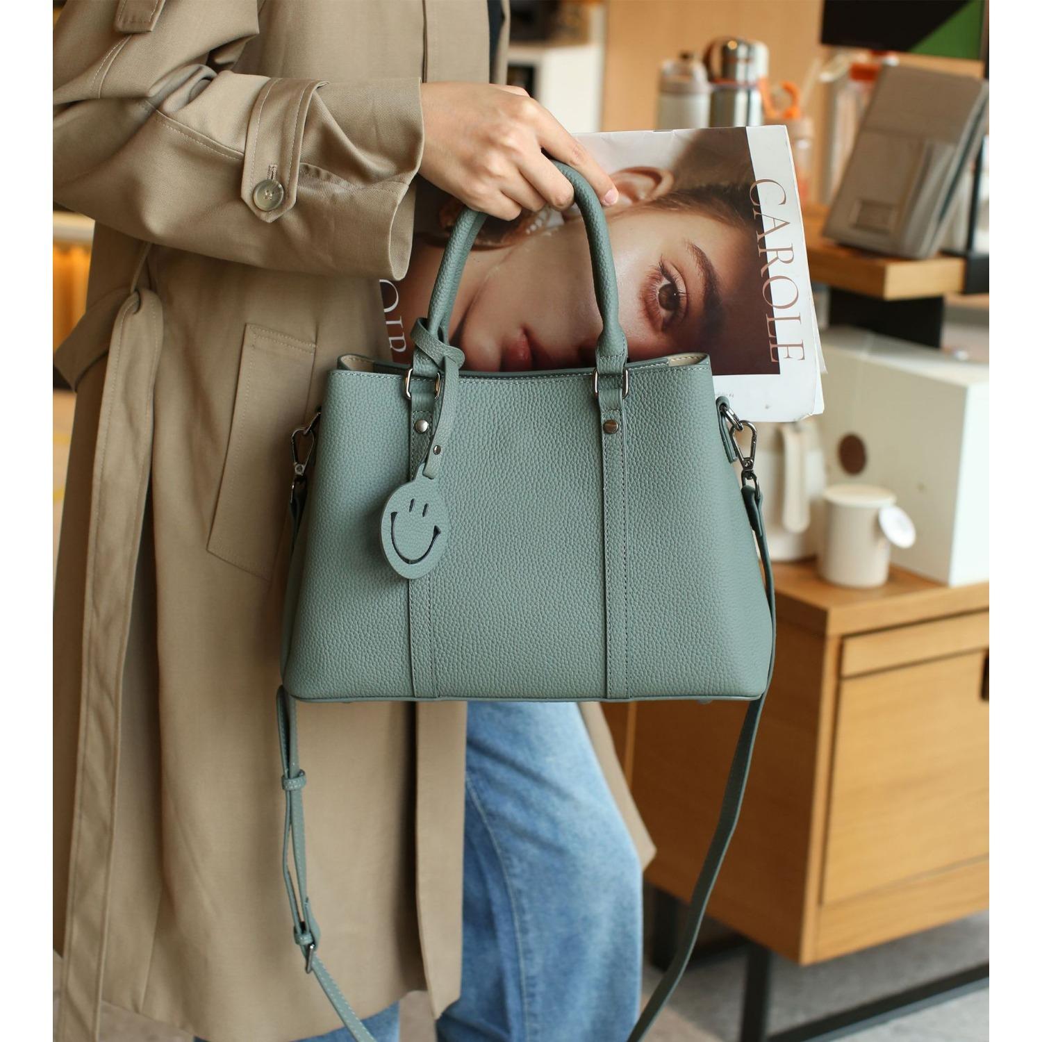 

Женская сумка на плечо из коровьей кожи, Мессенджер большой вместимости, Женская, Стильная и простая сумка для покупок, Многосекционная зелёный