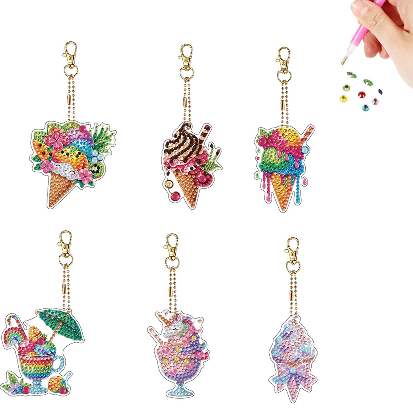 

6 шт. Двусторонний специальной формы Красивый узор Брелок для алмазной живописи Брелок-подвеска с росписью стразами для начинающих