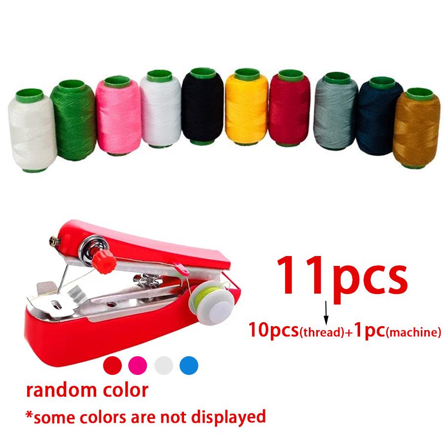 6/11pcs Mini Handheld Sewing Machine with Sewing Thread Kit Portable DIY Tools for Household Clothes Thin Fabric XJM