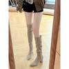 Pointed high-heeled knee boots New thick-heeled elastic thin boots Skinny boots