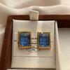 Rectangle Crystal Transparent Stud Earrings Resin Translucent Retro Gorgeous High Sense Exquisite Earrings Women