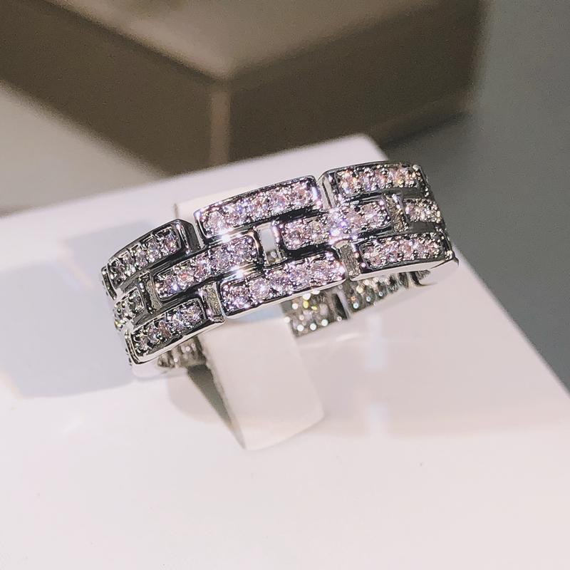 sterling copper exquisite AAAA+ white zircon multi-layer ring ladies party cocktail party men and women jewelry gifts