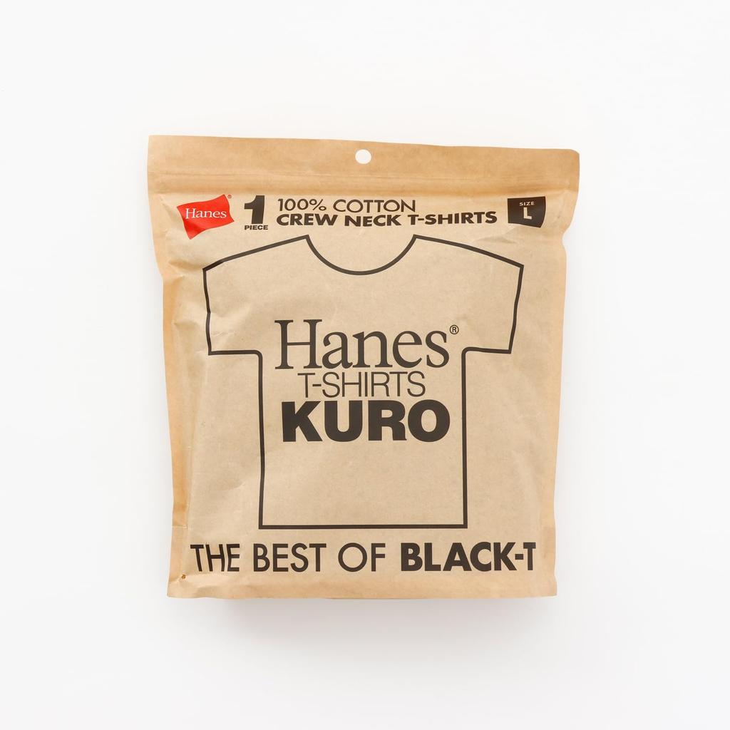 Hanes T-SHIRTS KURO Crew Neck T-Shirt HM1-B201-090-M (Short Sleeve Undershirt, 100% Cotton, Seamless Construction, Tagless)