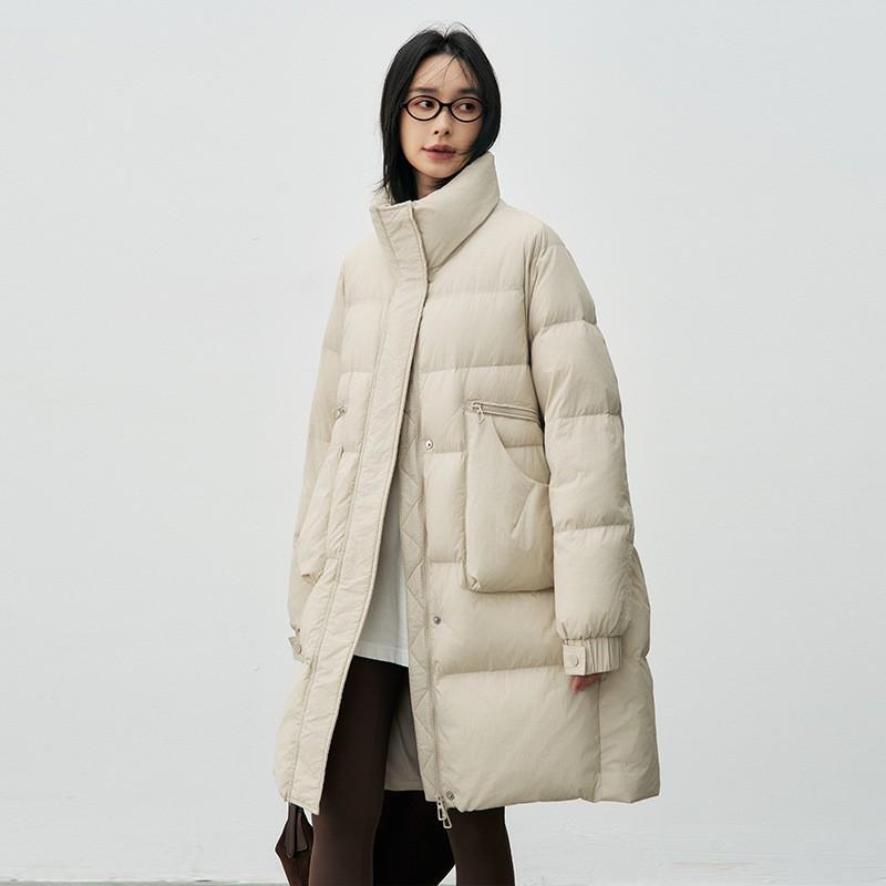 Womens Long Down Jacket Winter Stand Collar Casual Thick 90 Duck High Quality
