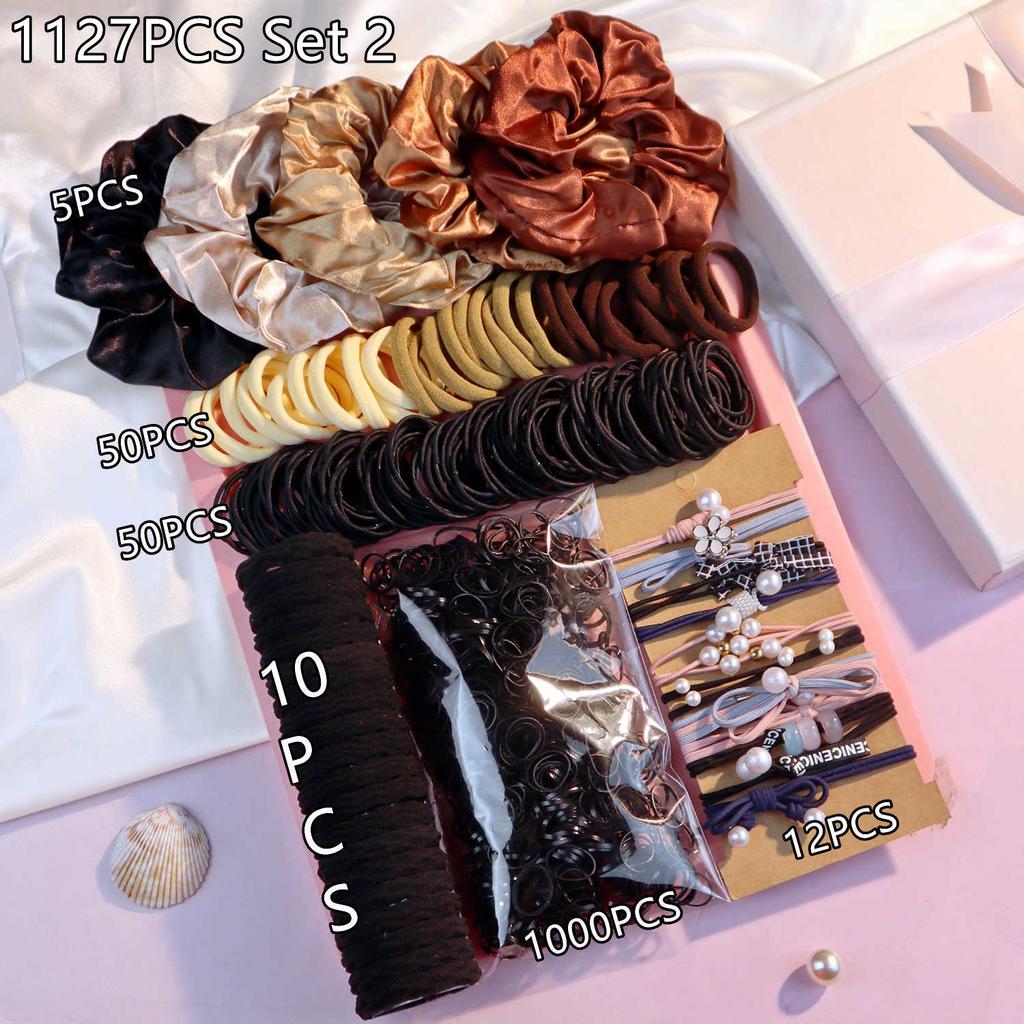 Schwarz, Khaki, Braun, Haarschmuck-Set für Damen, Nahtlose Haargummis, Vielfältige Haargummis für Damen, Lady 2024