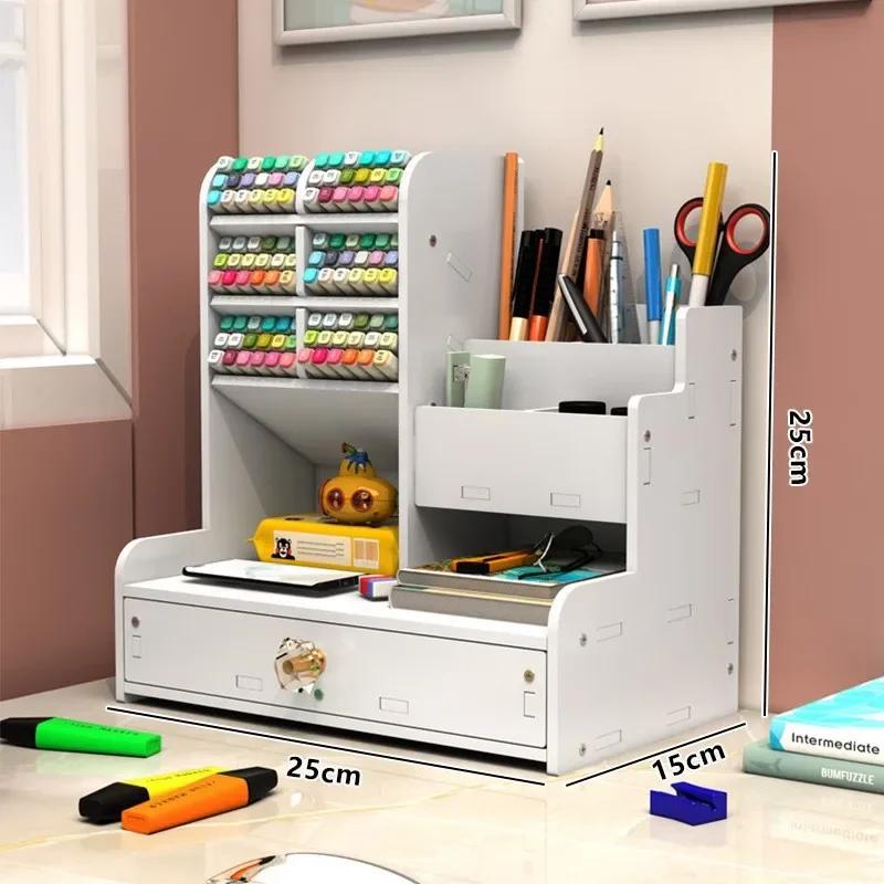 

Multi-functional Cute Pen Holder with 10 Slots for Stationery Organization on Desk Drawer белый