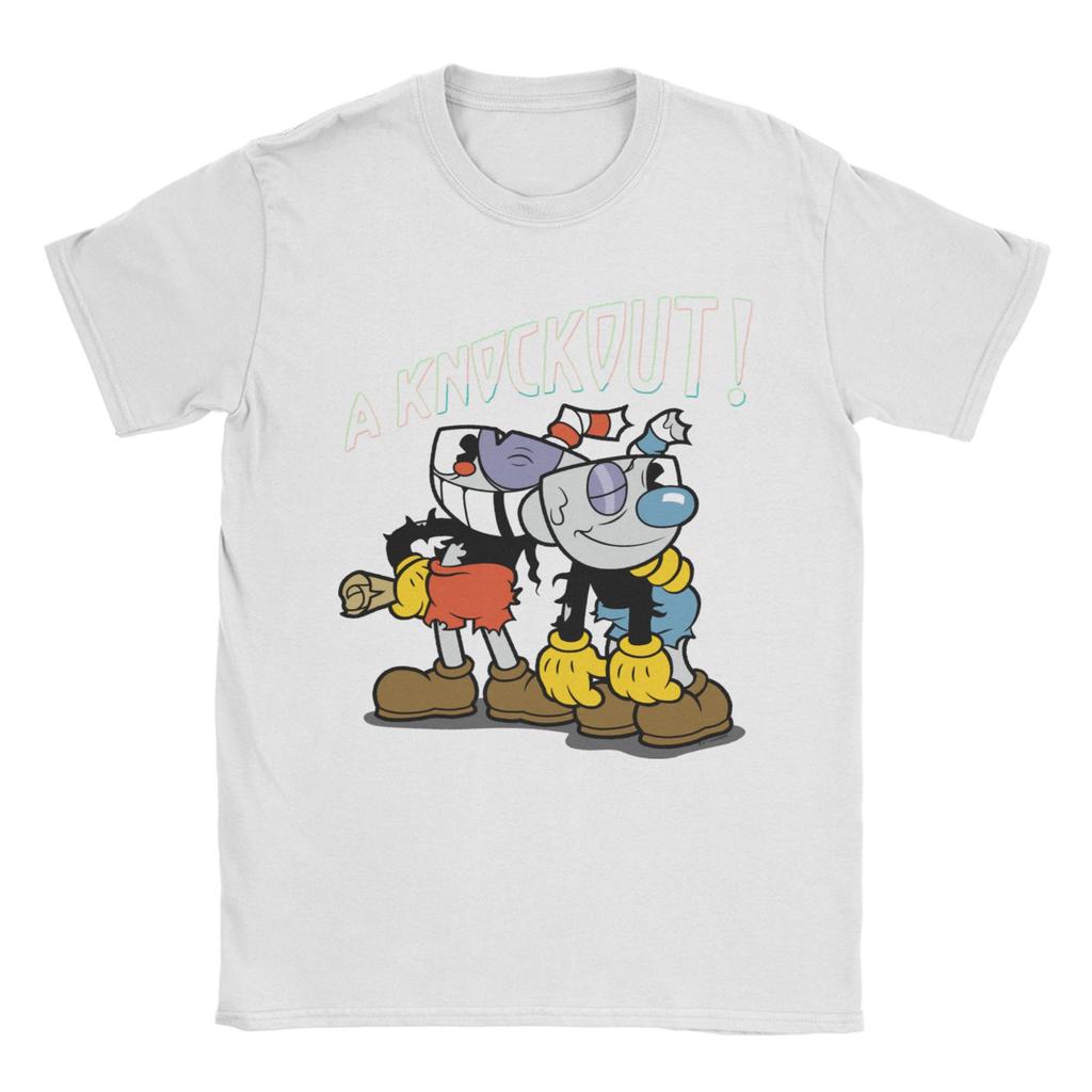 Cuphead Knockout TShirt Beach 100 Cotton T Shirts For Men Hippie Pattern Tee Shirt Short Sleeve Awesome Top Tees