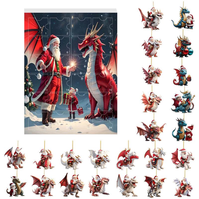 New Christmas Advent Countdown Blind Box: 24 Days of Christmas Tree Ornaments with Dinosaur Pendants