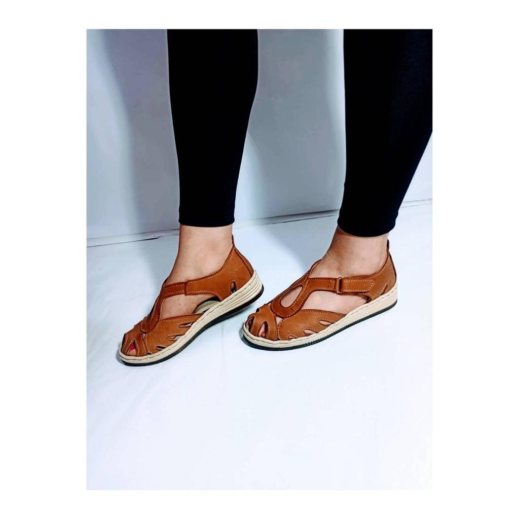 Damen-Sandalen mit hohem Keilabsatz, 100 % echtes Leder, bequem, lässig, hochwertiger Stil, leichte Sandalen