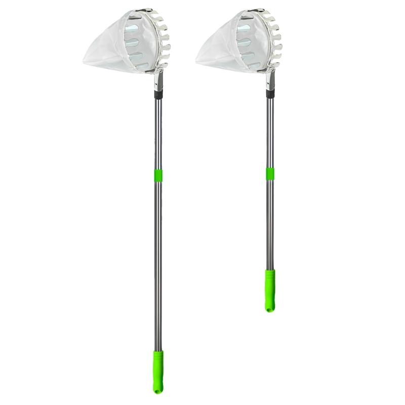 Ergonomic Orchard Fruit Harvester Extendable Poles Stainless Steel Fruit Pickers For Apples Lemon Pear Collection