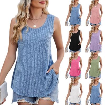 Women's Summer Sleeveless Tank Top Casual Round Neck Fashion Vest Lightweight Breathable Soft Fabric Comfortable Fit