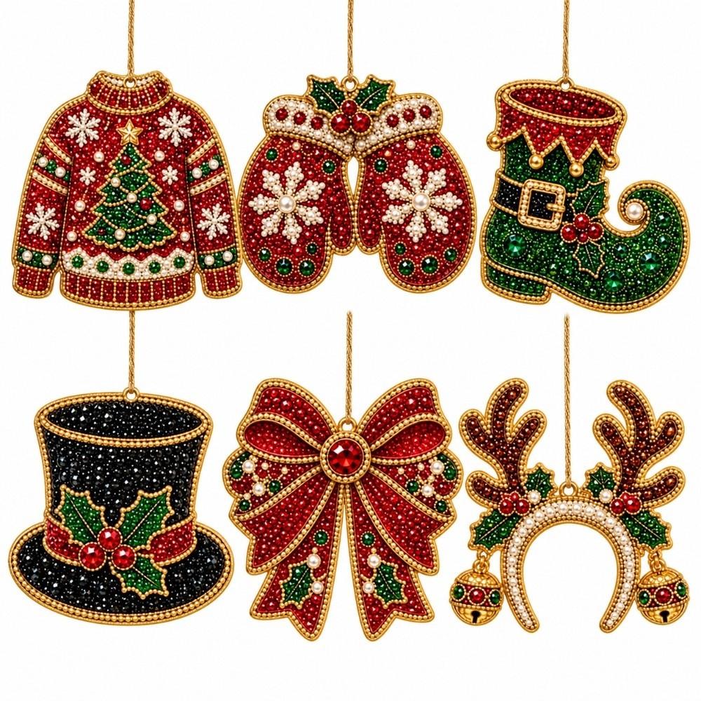 6pcs/set Acrylic Round Board Suncatcher Craft Kit Christmas Decor Craft  Christmas Festival