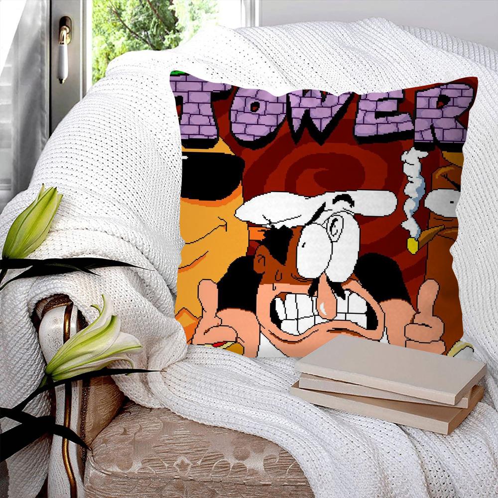 P-Pizza Tower Game Pillow Case Square Pillow Bedroom Sofa Leisure Comfort Cushion Car Living Room Home Decoration