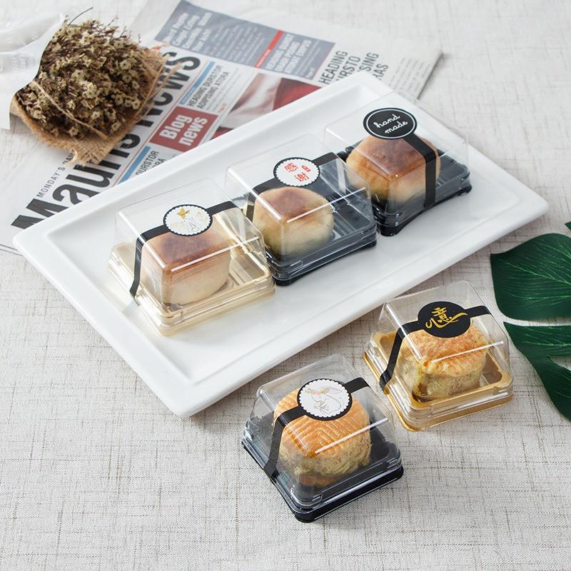 50Pcs/lot 50/80/100g Plastic Squre Round Mooncake Packaging Boxes Egg Yolk Pastry Baked Dessert Gift Box