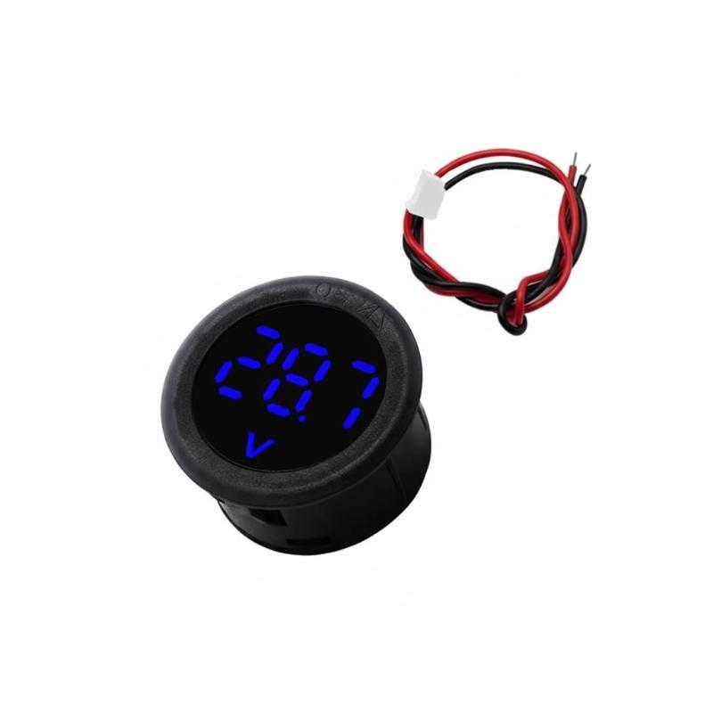 Waterproof Voltmeter Round Voltage Meter Voltage Detector Tester 5-100V Car Voltage Gauge LED Digital Display
