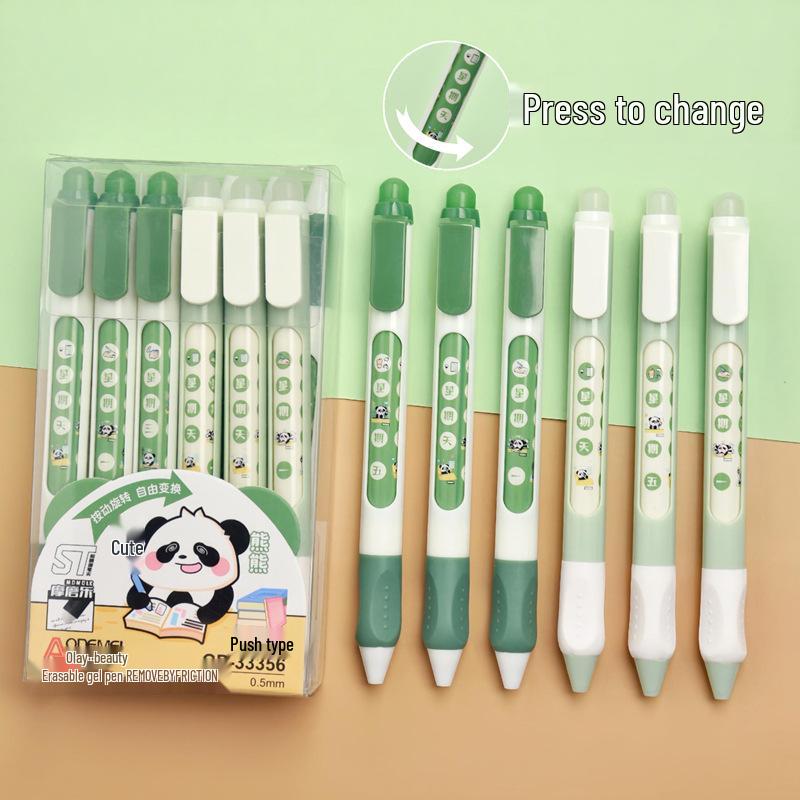 Thick Barrel Erasable Click Pen 0.5mm Bullet Tip, Blue/Black