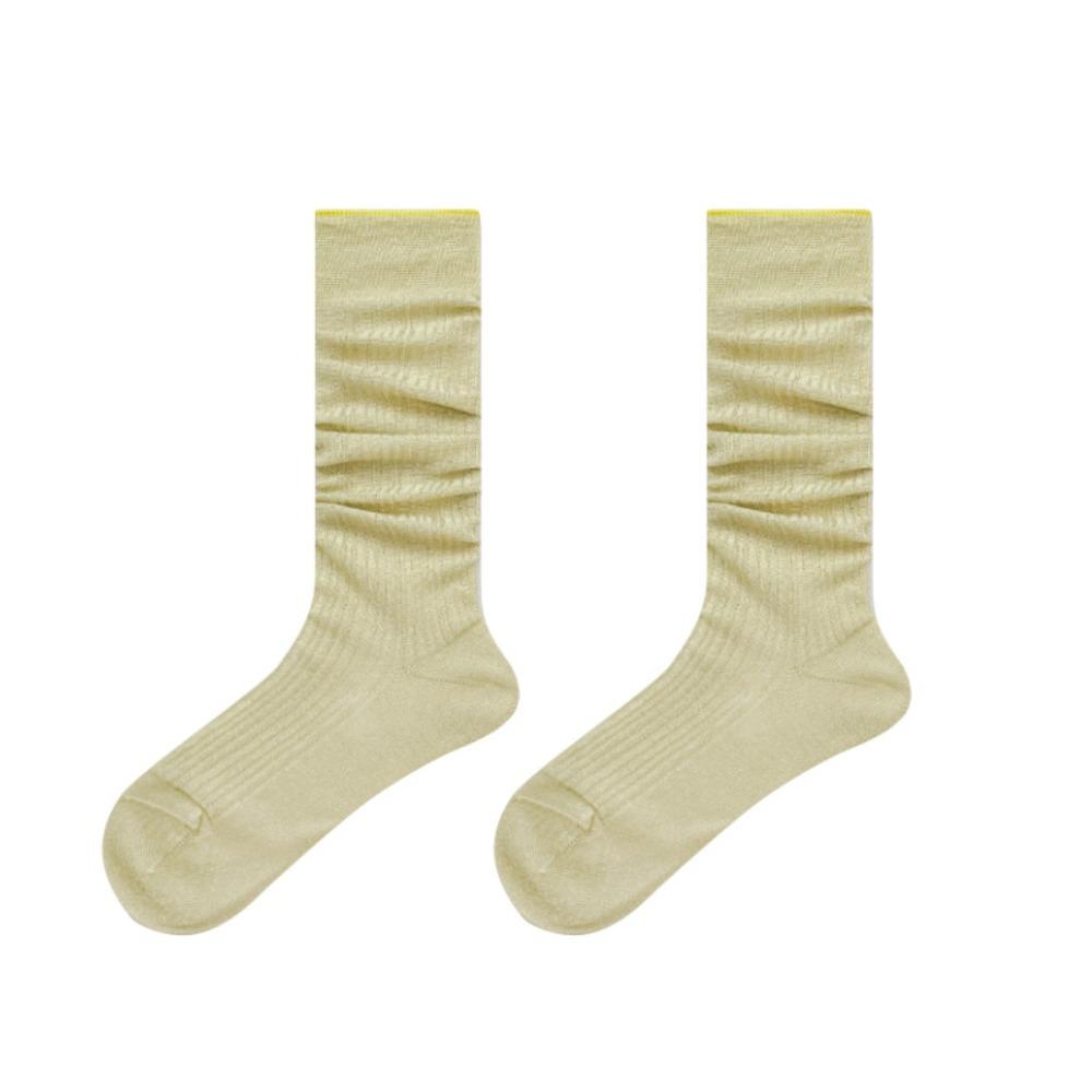 Solid Color Ice Silk Long Socks Lolita Mid-tube Stocking Fashionable Knee High Sock  Spring
