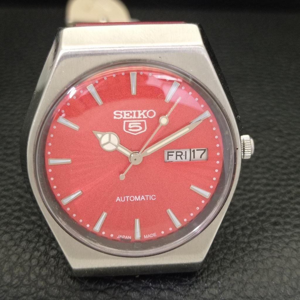 AUTOMATIC VINTAGE SEIKO 5 JAPAN 6309A MENS RED COLOR DIAL WATCH a701370-5 R206a-a701370