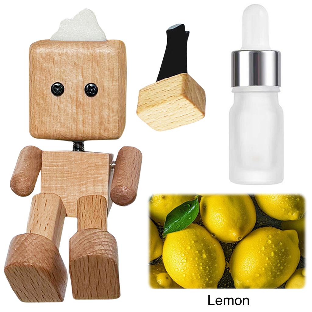 Shaking Wooden Man Fragrance Diffuser Figurine Car Decoration Small Ornaments Leg-swinging Robot Figurine Cute Wood Man Car Goo
