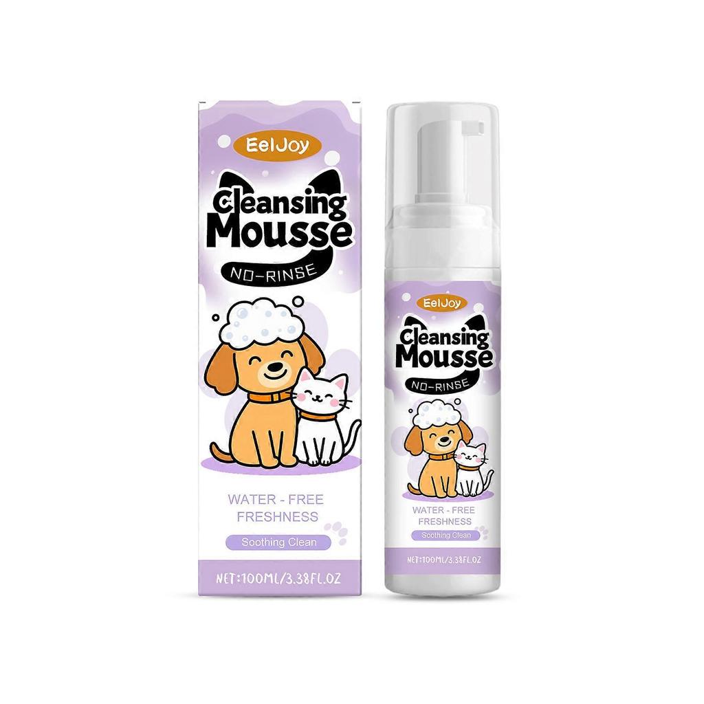 Pet No-Rinse Facial Cleansing Mousse, Cat And Dog Body Hair Deodorizing, Clean And Convenient No-Rinse Foam Mousse