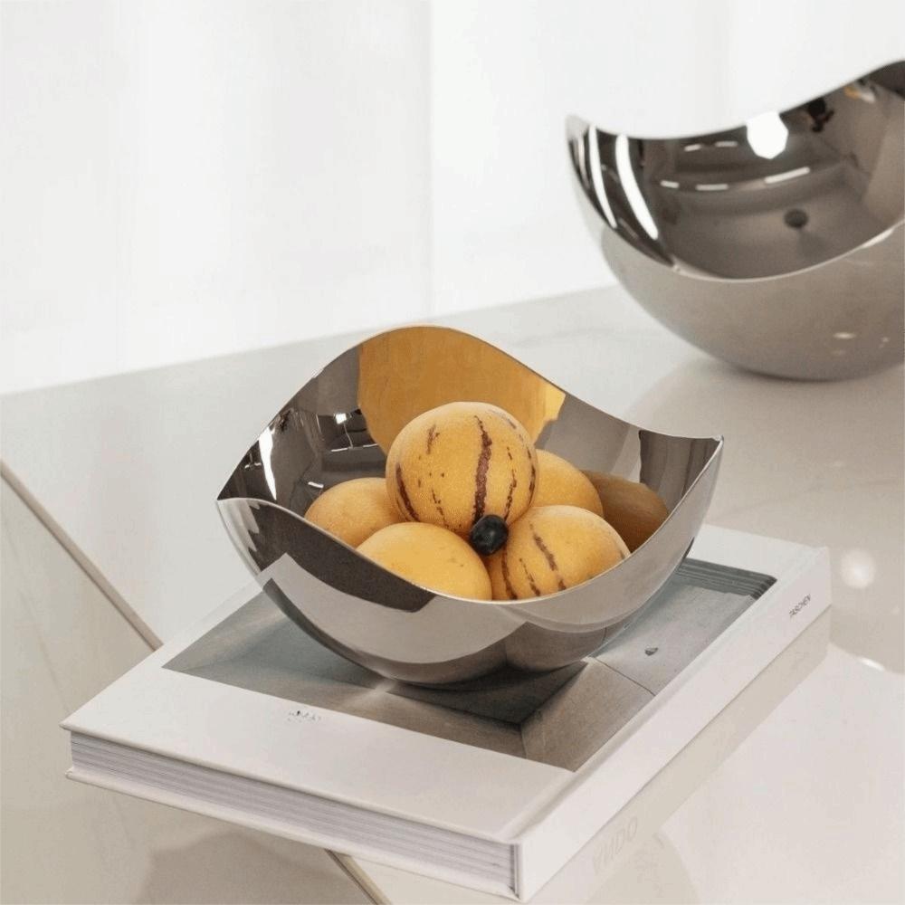 INS Salad Fruit Plate 304 Stainless Steel Table Plate Petals Serving Bowl Home Decor