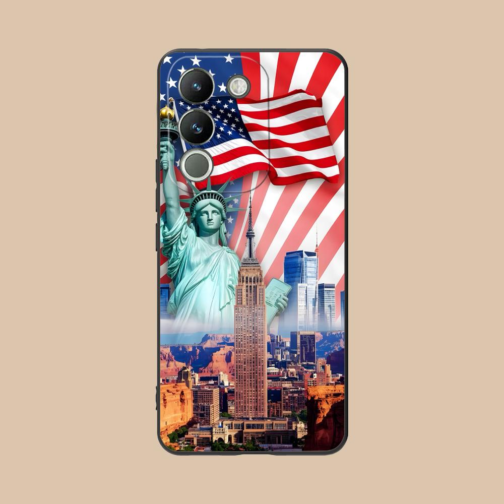 USA America Flag Matte TPU Mobile Phone Case for VIVO V60 V50 V40 V30 V29 V27 V25 V23 Pro Lite 5G Colorful Printing Cover