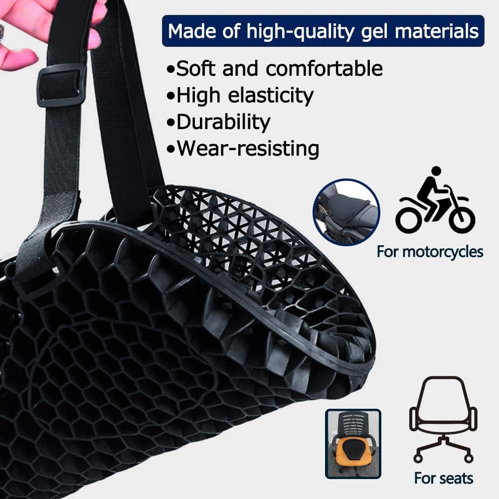 Moto 3D Honeycomb Shock Absorbing Motorcycle Seat Cushion Cools Good Decompression and Shock Absorbs Suitable for Any Motorcycle