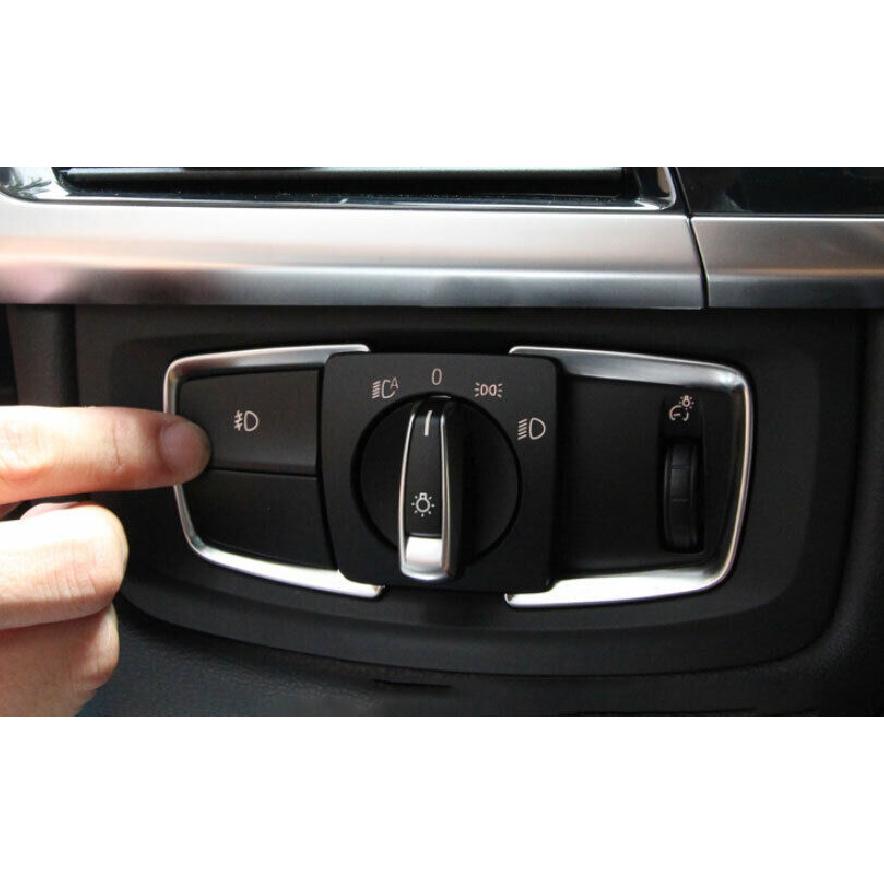Fit For BMW X5 X6 F15 F16 2014-2018 ABS Silver Headlight Button Frame Cover Trim