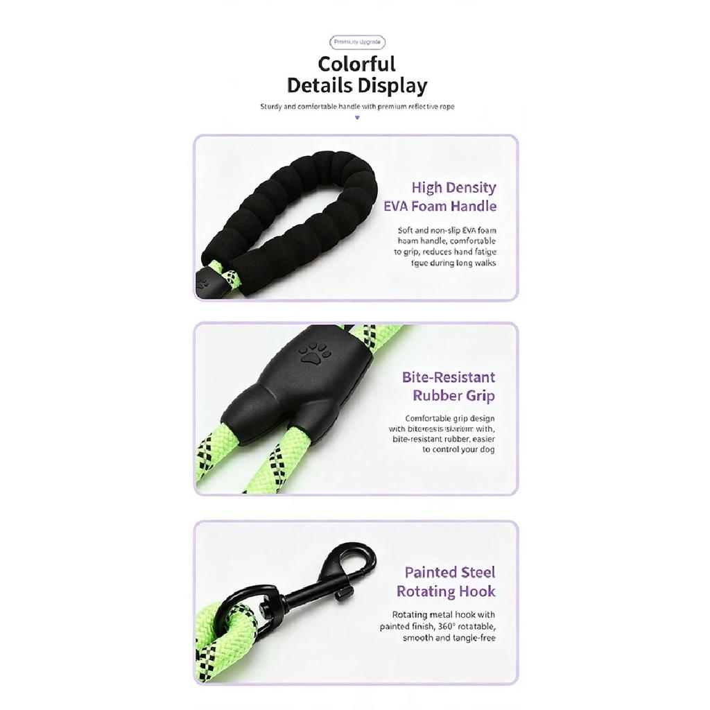 1.5/3 M Dog Leash Non Slip Foam Handle Pet Leash Dog Accessories Towing Ropes Large Middle Small Dogs Outdoors Pet Supplies