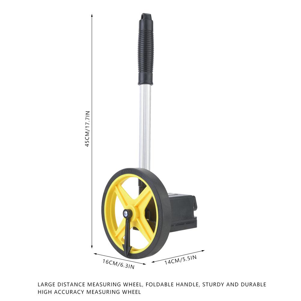 Distance Measuring Wheel Accurate 0. 9.9m Mechanical Double Collapsible One Key to Reset Kickstand to Keep Stand Starting Point with Telescopi