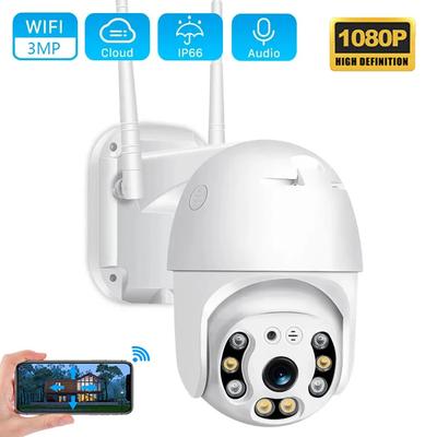 Cámara WIFI impermeable para exteriores, 3 MP/4 MP, HD, seguimiento automático, visión nocturna, monitor infrarrojo, luz inteligente IA, cámara IP