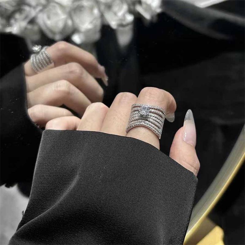Exquisite High-End Hollow Ring: Intricate Full Diamond Design for Women, Perfect Sweet Gift, Celebrity Style