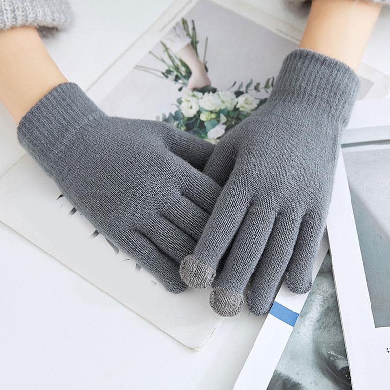 Touch Screen Gloves Winter Women Men Warm Stretch Knit Mittens Imitation Wool Full Finger Guantes Female Crochet Luvas Thicken