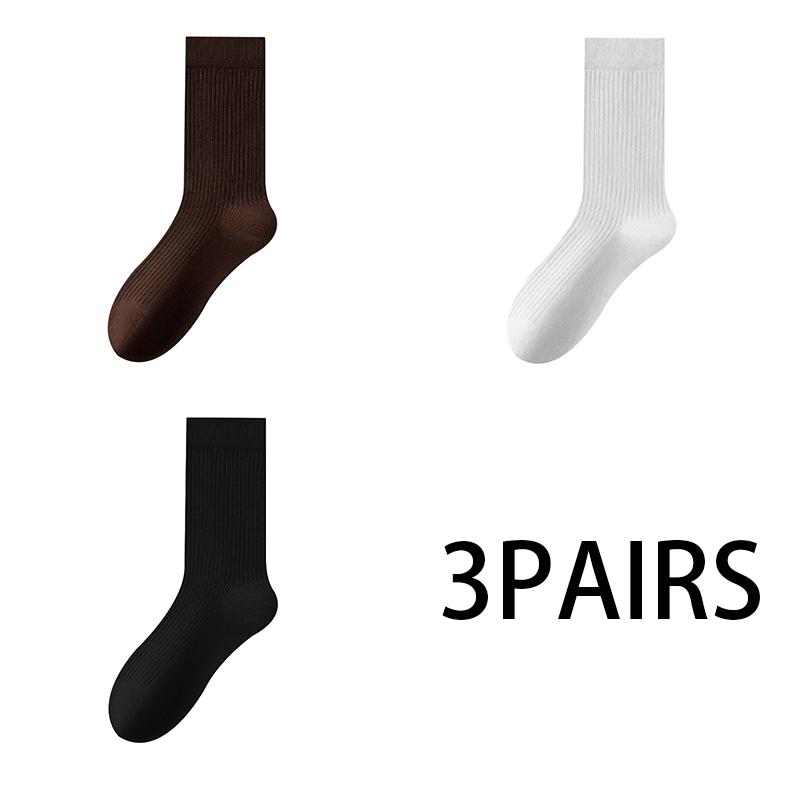 Women's Fall and Winter Angola Red Vertical Stripes Stockings Boneless Mid-calf Cotton Socks