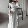 "Autumn Women's Round Neck Trumpet Sleeve High Waist Slim Dress"