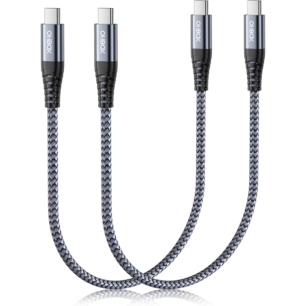Type C Cable Short PD Compatible 60W 3A Fast Charging USB C to USB C Cable 0.3 m USB Type C Cable...