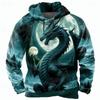 Men's Dragon 3D Hoodie Sweatshirt Cool Party Long Sleeve Crew Neck Club Streetwear 
