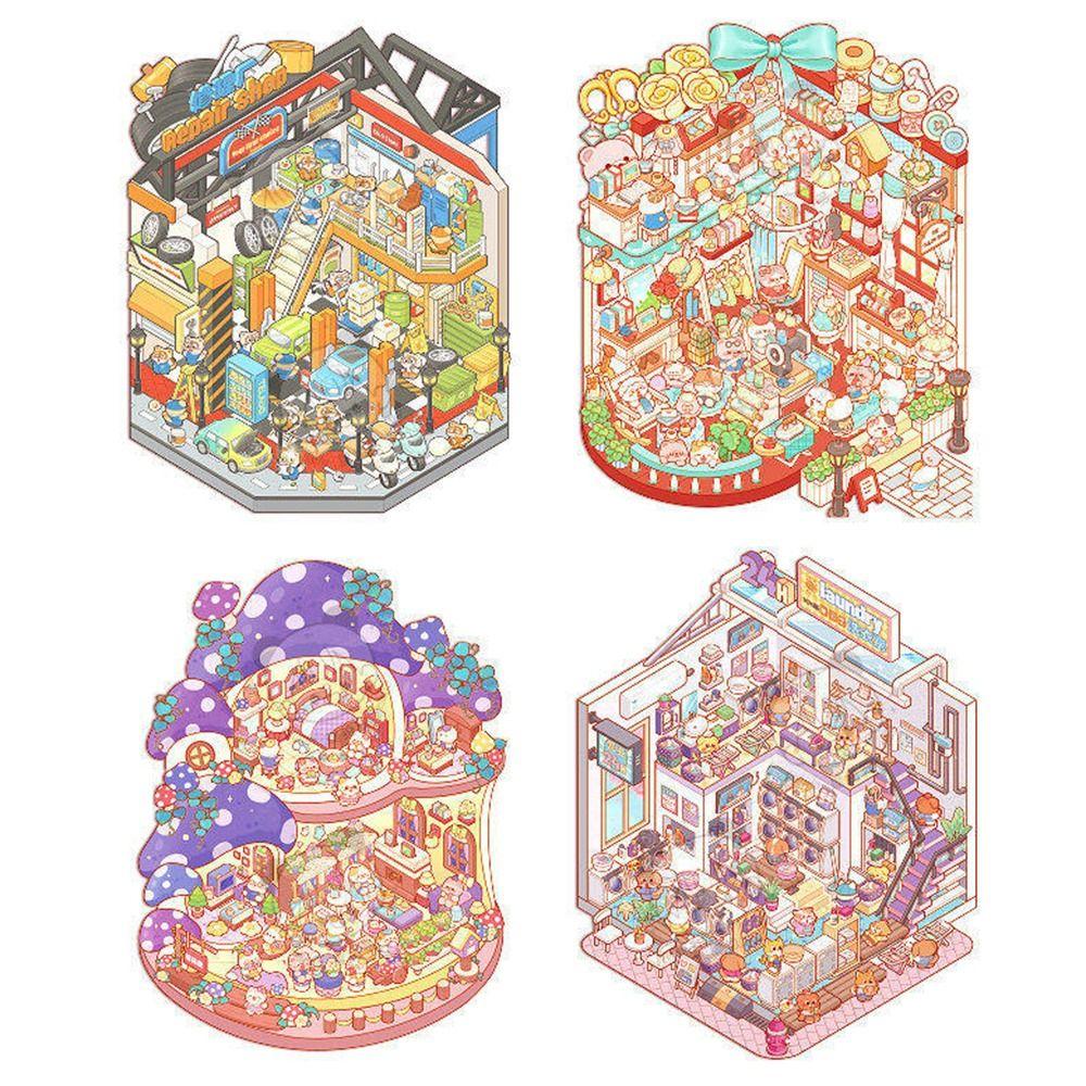 Cozy House Miniature Scene Collection Book 3D Hut Journal Stickers  Photo Prop