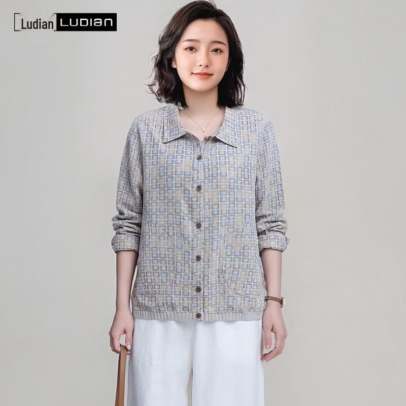 LUDIan Women's Pure Cotton Casual Long Sleeve Shirt