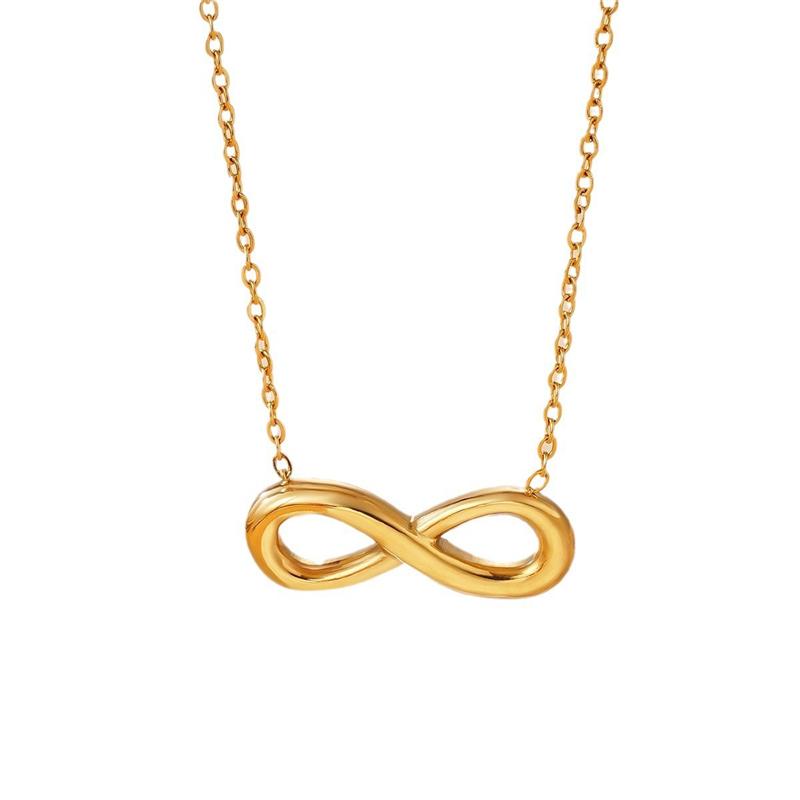 Kuziduocai 100% Stainless Steel New Fashion Waterproof Jewelry Gold-plated Infinite Charm Chain Women Necklaces Bracelets