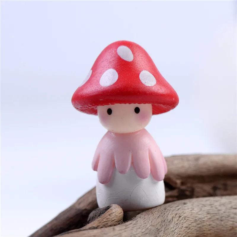 4 Pcs Mushroom Doll Figures Decor Mini Fairy Garden Animal Statue Miniature Garden Moss Micro Landscape Ornaments Resin Craft